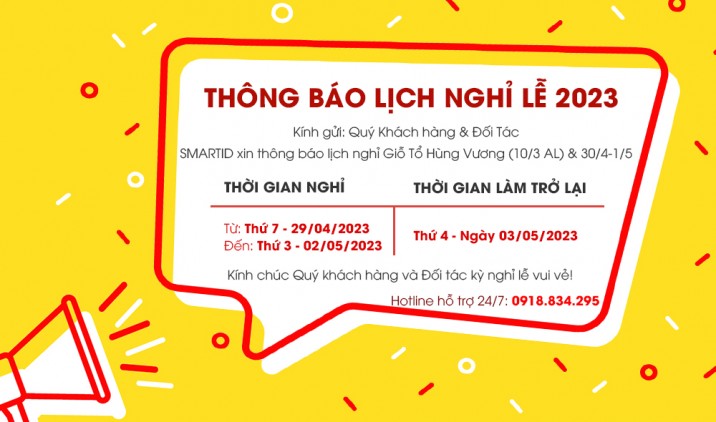 Thông báo lịch nghỉ Giỗ Tổ Hùng Vương và Lễ 30/04 - 01/05/2023